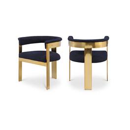 Meridian Furniture - Romeo Navy Boucle Fabric Dining Chair, Set of 2 - Blue