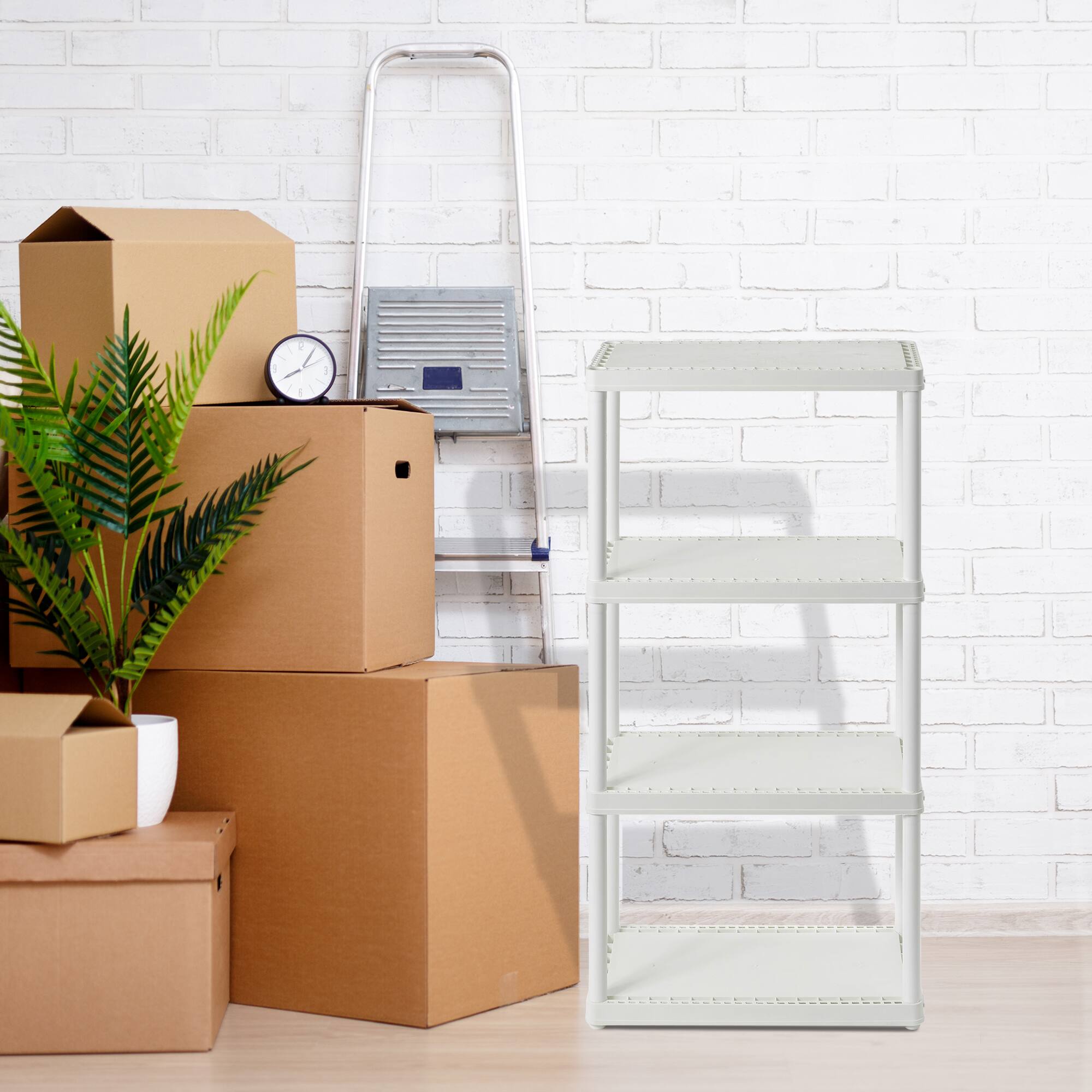 Alt View 4. Gracious Living - Gracious Living 4 Shelf Fixed Height Light Duty Storage Unit, White (4 Pack) - 4 Shelf - White.