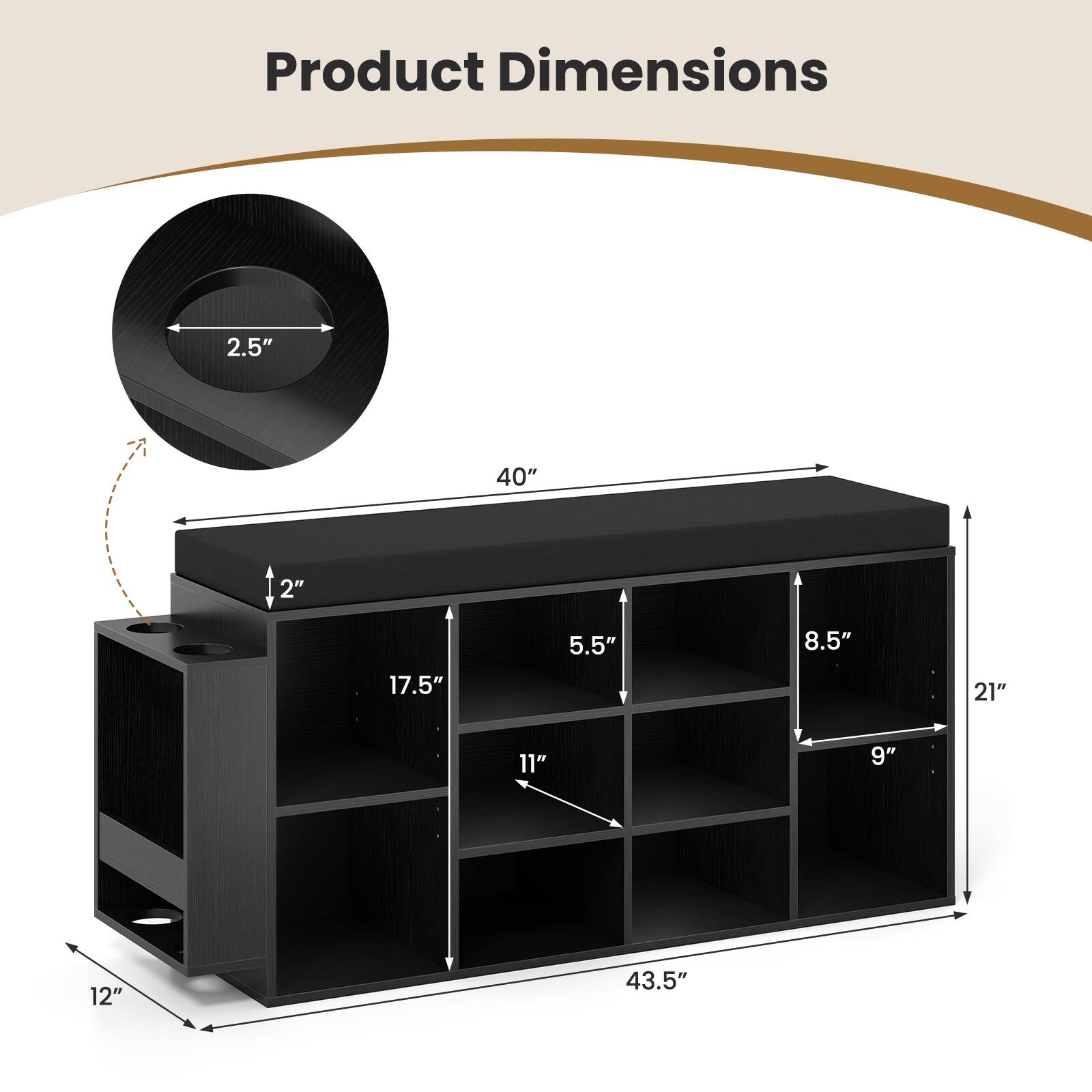 Product Dimensions: 2.5" x 7" x 40" x 2" x 17.5" x 5.5" x 8.5" x 21" x 11" x 9" x 12" x 43.5"