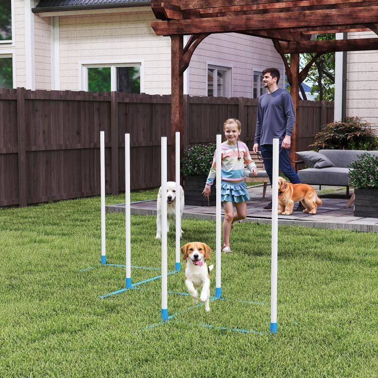 Alt View 1. PULUZ - Dog Agility Equipment Dog Weave Pole Set Agility Starter Kit Pet Outdoor Exercise Training Set - White.