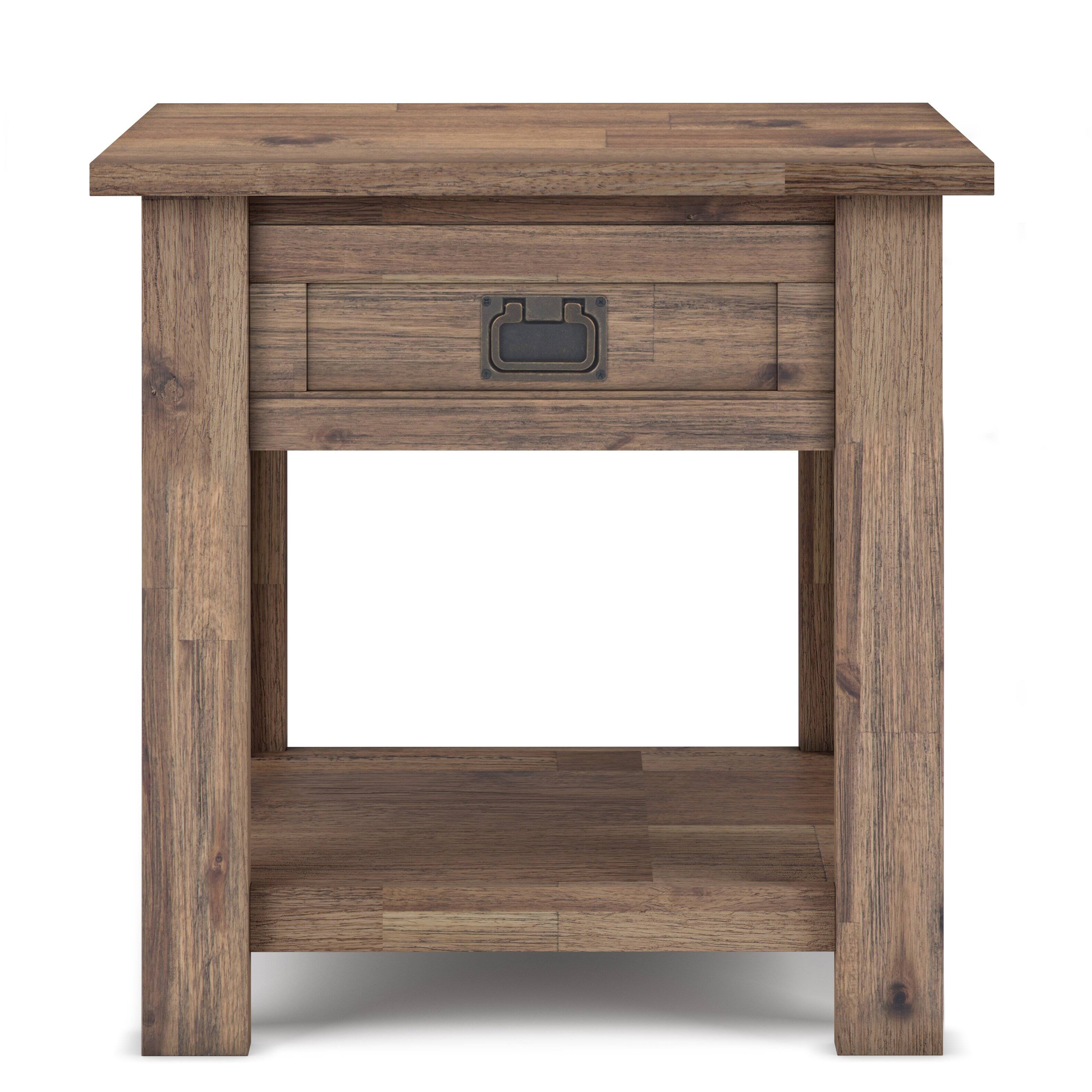 Angle. Simpli Home - Monroe 22 inch End Table (Set of 2) - Rustic Natural Aged Brown.