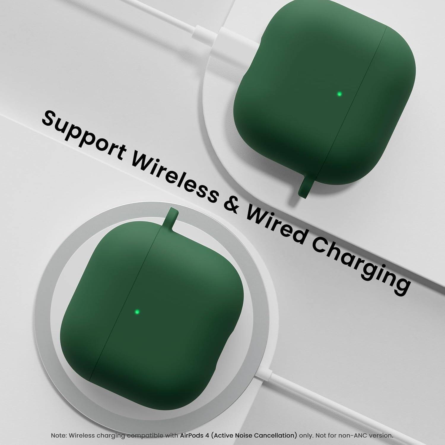 Support Wireless & Wired Charging

Note: Wireless charging compatible with AirPods 4 (Active Noise Cancellation) only. Not for non-ANC version.