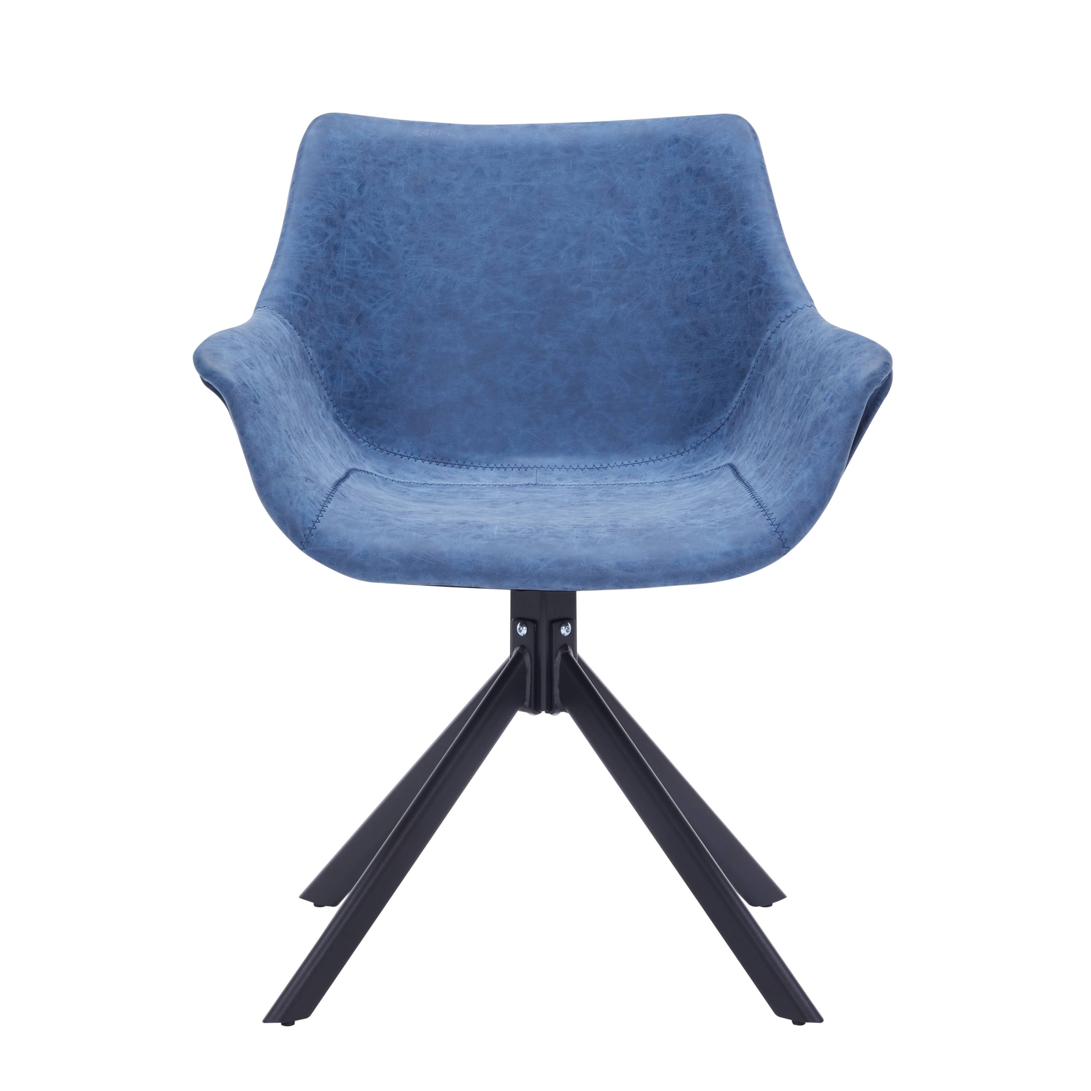 Alt View 2. LeisureMod - Markley 4-PCS Modern 360 Swivel Faux Leather Dining Armchair with Iron Legs - Light Blue.