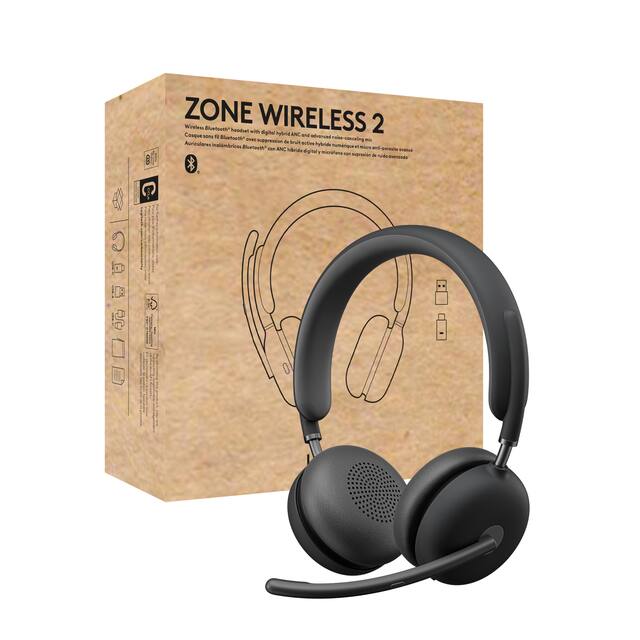 Logitech - Zone Wireless 2 Premium Noise Canceling Headset, Certified for Microsoft Teams over Native Bluetooth - Graphite