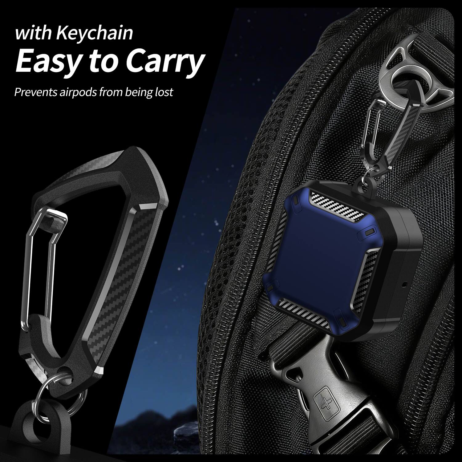 with Keychain  
Easy to Carry  
Prevents airpods from being lost