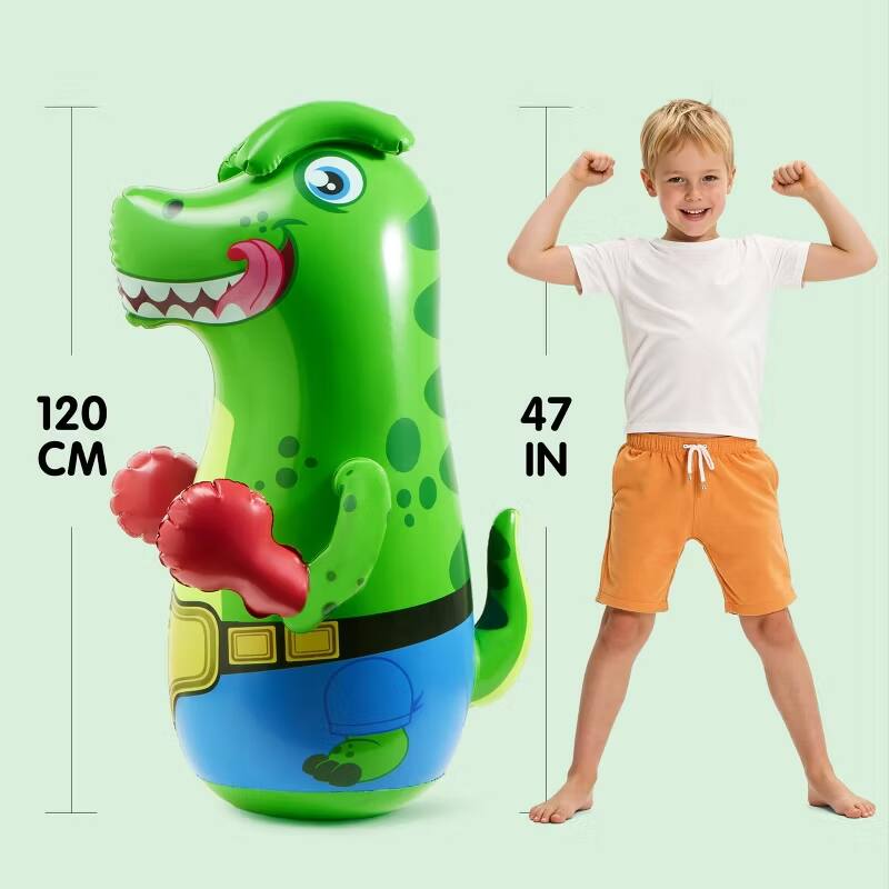 Alt View 2. Joyfy - T-Rex Dinosaur Inflatable Punching Bag for Kids 47" Blow Up Bopper Bouncing-Back Indoor Outdoor Toys Xmas Birthday Gifts - Blue Green.