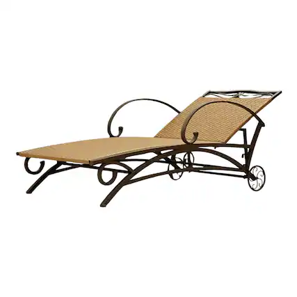 Front. SlickBlue - Outdoor Steel Frame Chaise Lounge Chair – Resin Wicker Recliner with Adjustable Positions for Patio, Pool, or Garden - Black, Brown.