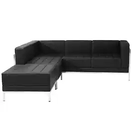 Flash Furniture - HERCULES Imagination 3-Piece Reception Guest Chair Sectional with Ganging Clips, Model ZB-IMAG-SECT-SET9 - Black