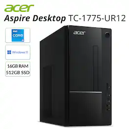 Acer - Refurbished Excellent - Aspire TC-1775-UR12 Desktop 16GB 512GB SSD Intel Core i5-14400 10-Core 2.5GHz Windows 11 Home - Black