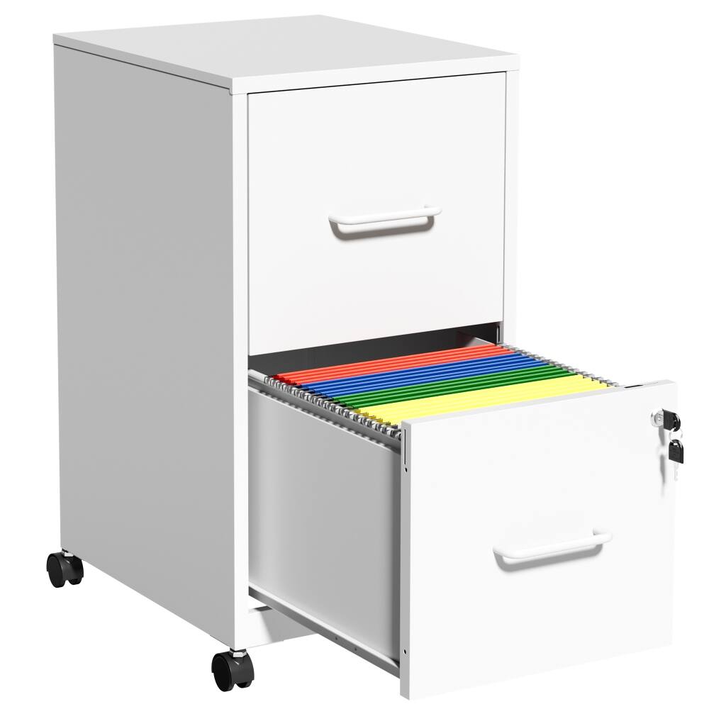 Alt View 7. Loheer - Loheer 2 Drawer File Cabinet with Lock and Wheels Black Metal Under Desk Storage for Letter Legal Files.