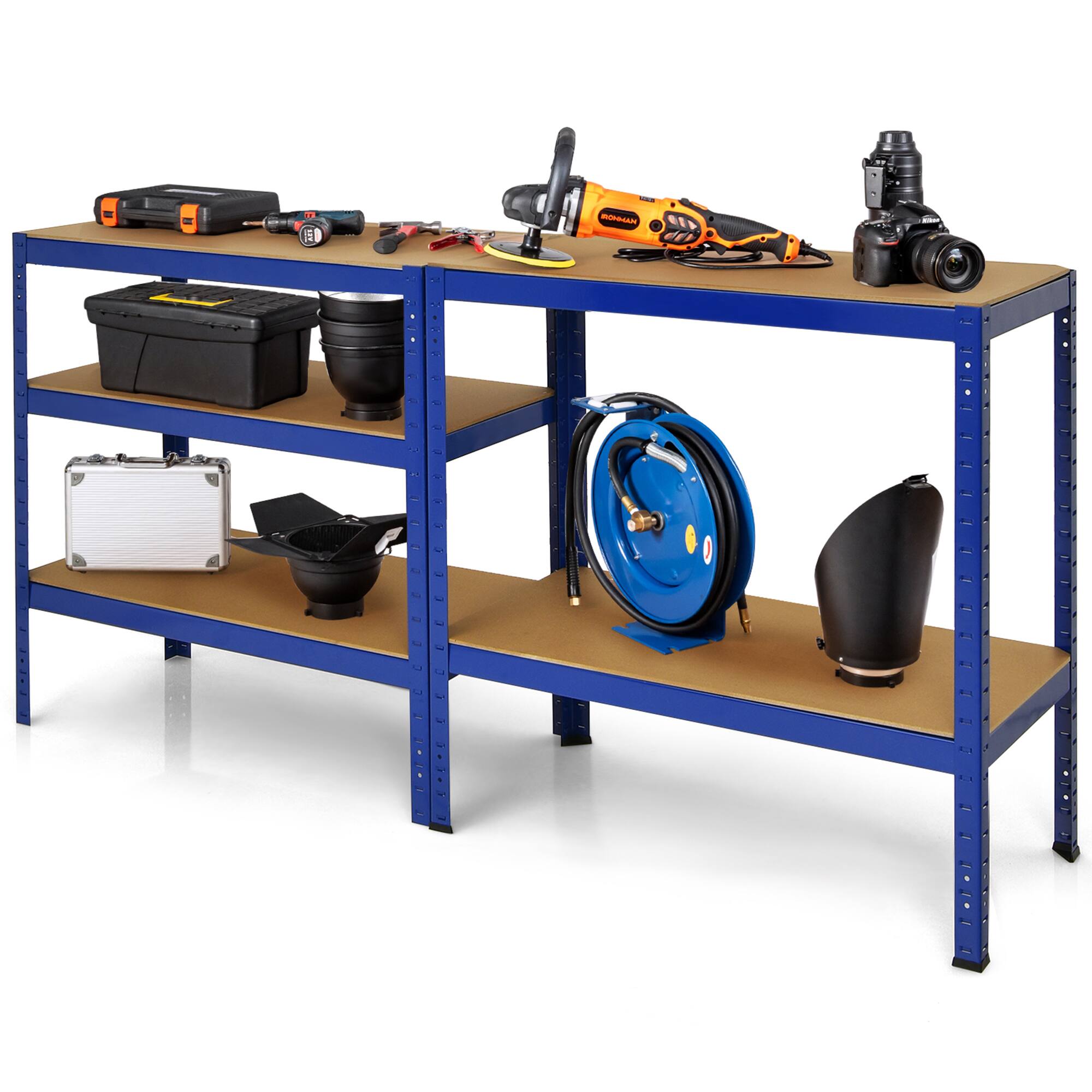 Alt View 7. Gymax - Gymax 72'' Steel 5-tier Garage Shelf Metal Storage Adjustable Unit Blue - Blue.