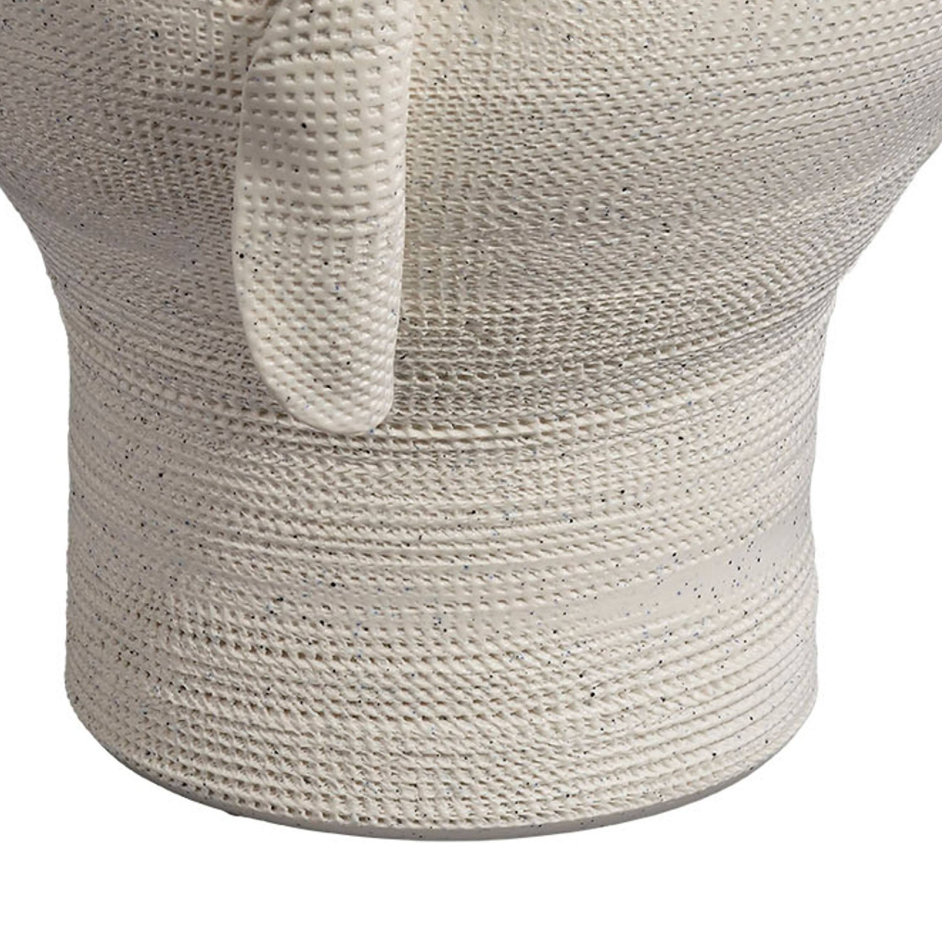 Back. Manhattan Lane - Tio Modern Vessel Vase, Flowing Petal Folds,  Porcelain 13 Inch - White.