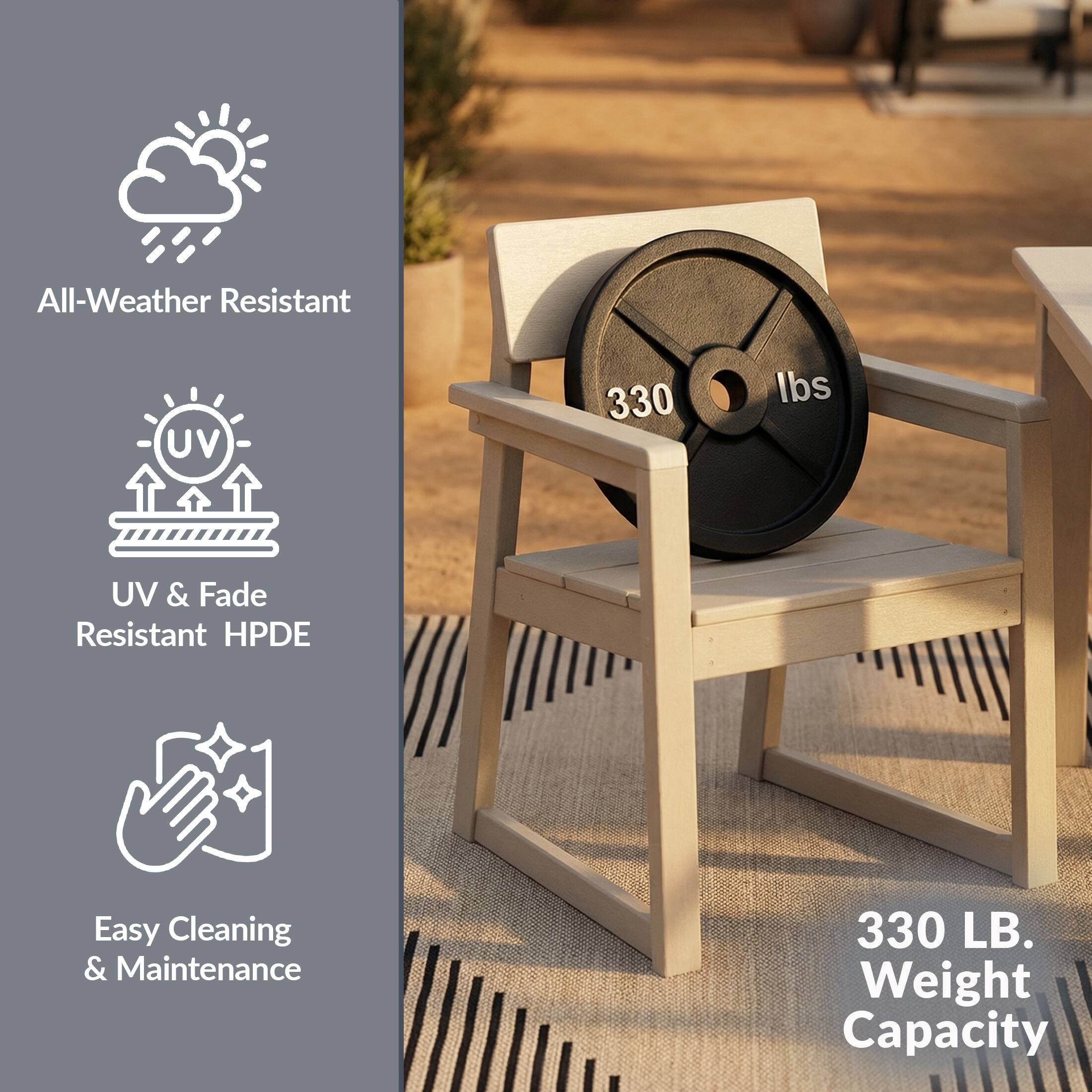 All-Weather Resistant  
UV & Fade Resistant HPDE  
Easy Cleaning & Maintenance  
330 LB. Weight Capacity