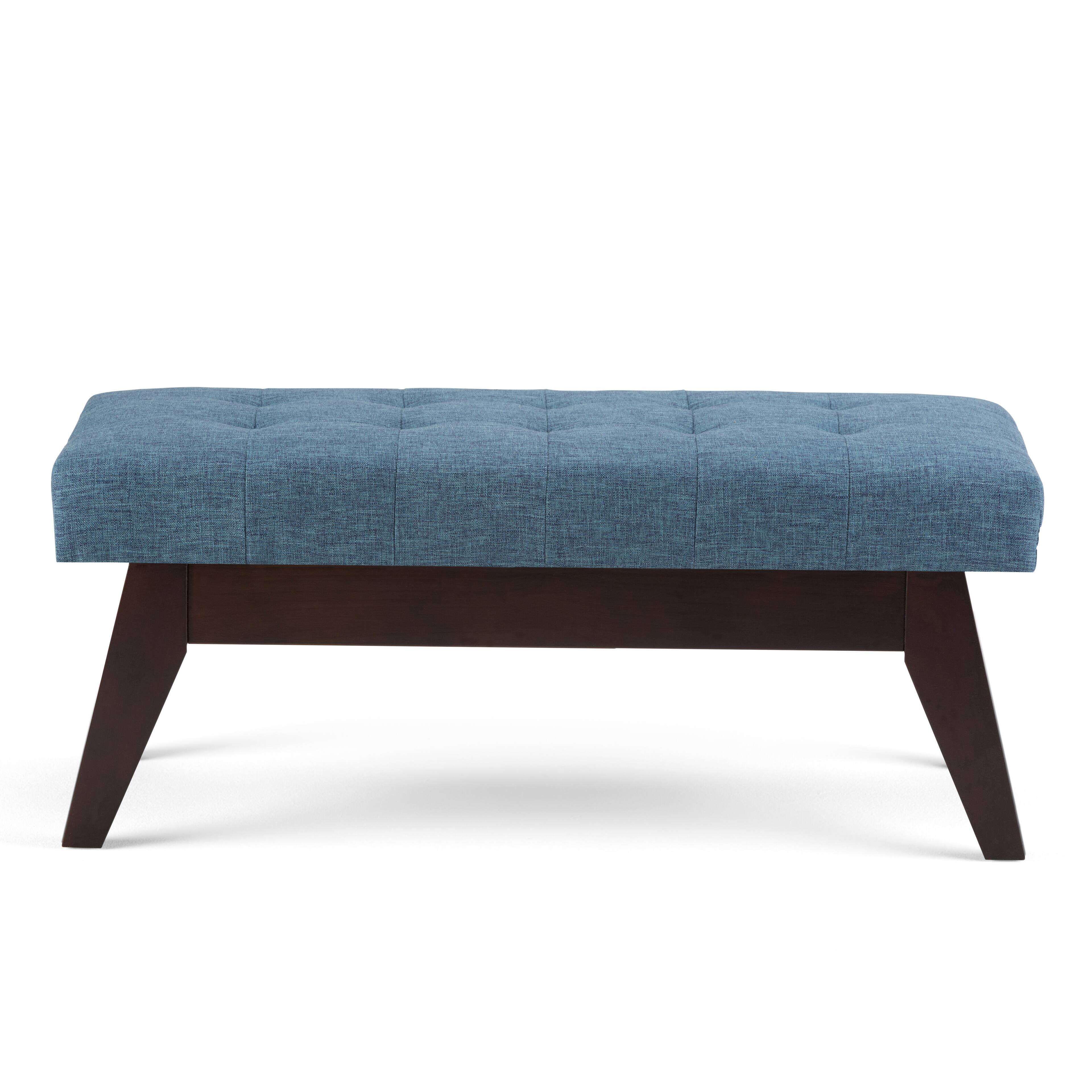Alt View 11. Simpli Home - Draper Mid Century Tufted Ottoman Bench - Denim Blue.