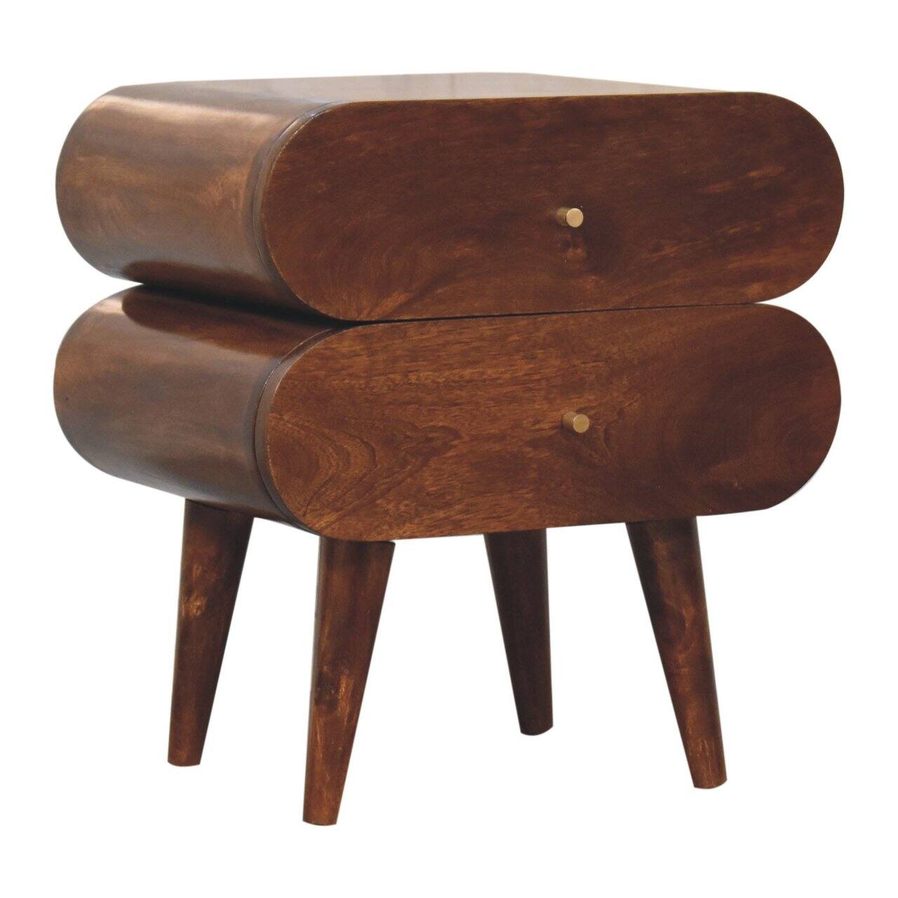 Left. Artisan Furniture - Artisan Furniture Solid Wood Bubble Chestnut Bedside, 2 Drawers, Dark Brown - Dark Brown.