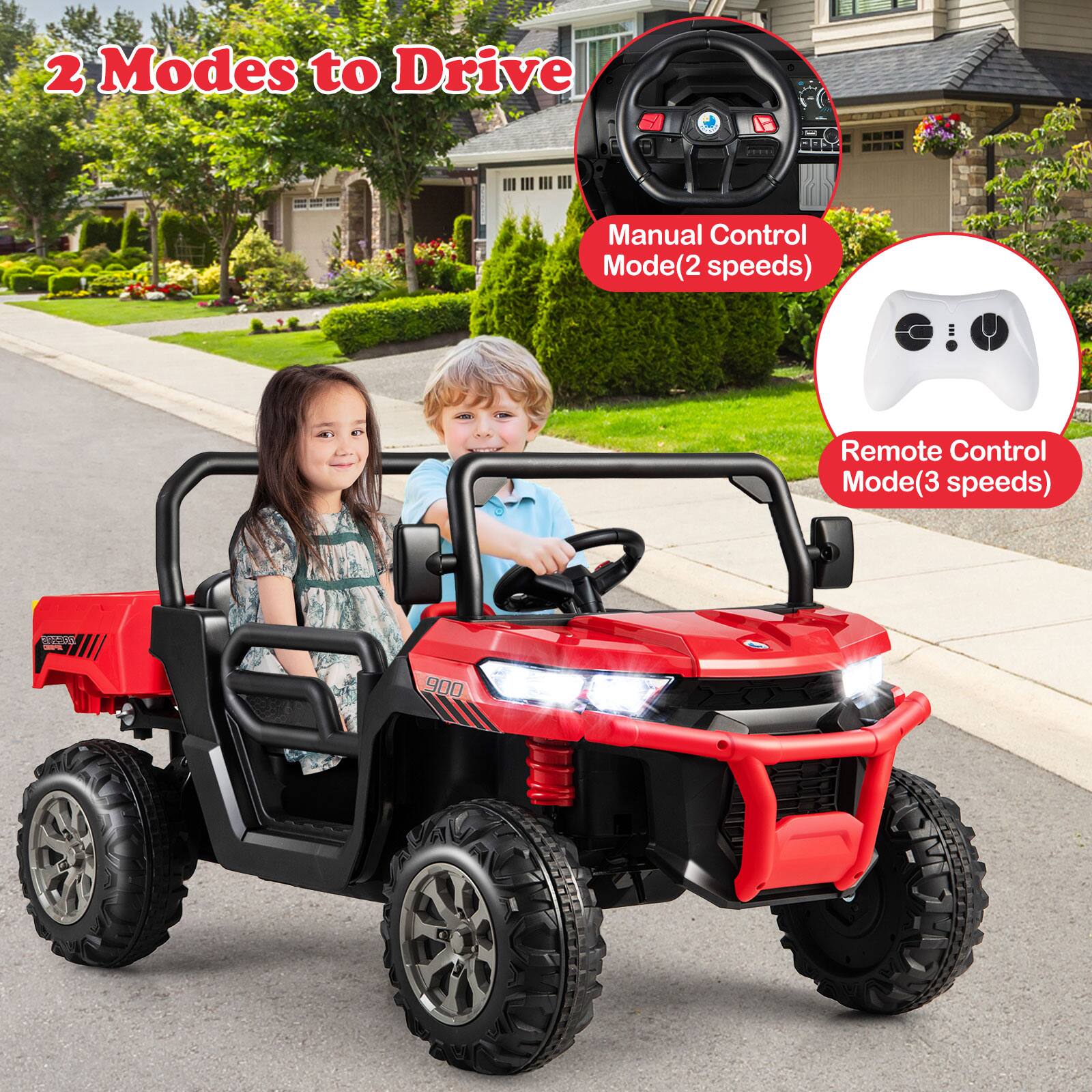 2 Modes to Drive

Manual Control Mode (2 speeds)

Remote Control Mode (3 speeds)