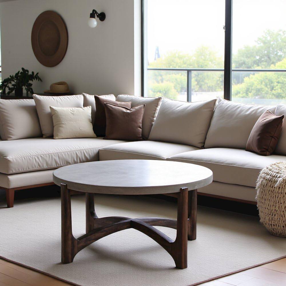 Back. Starlight Canyon Home - Brown Round Cocktail Table – Stylish Living Room Center Table for Living Room - Brown.