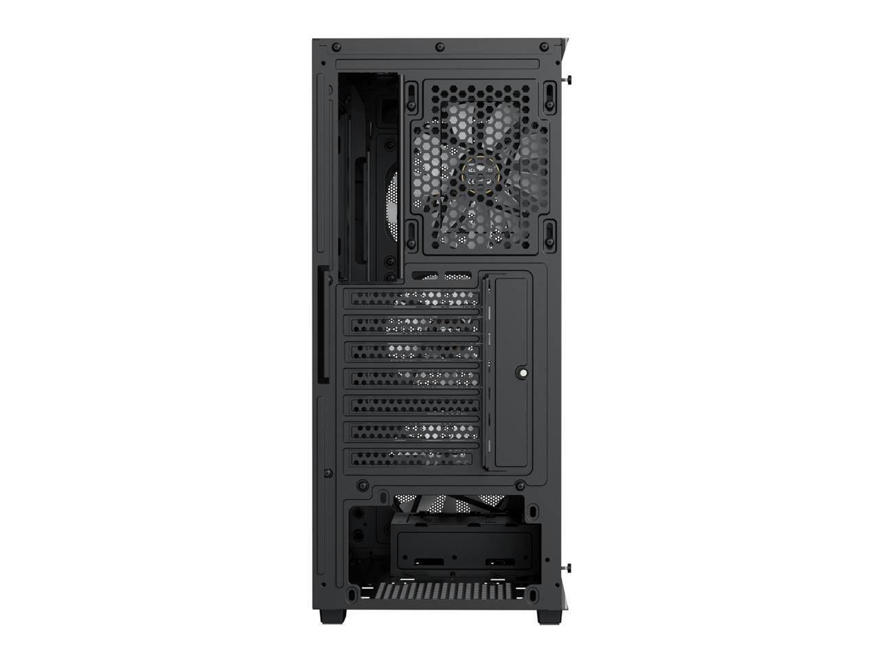 Alt View 6. GAMDIAS - Gamdias AURA GC1 ELITE ATX Mid-Tower PC Case, Airflow Mesh Front, 4 ARGB Fans, Tempered Glass, GPU 340mm / 360mm AIO - Black.