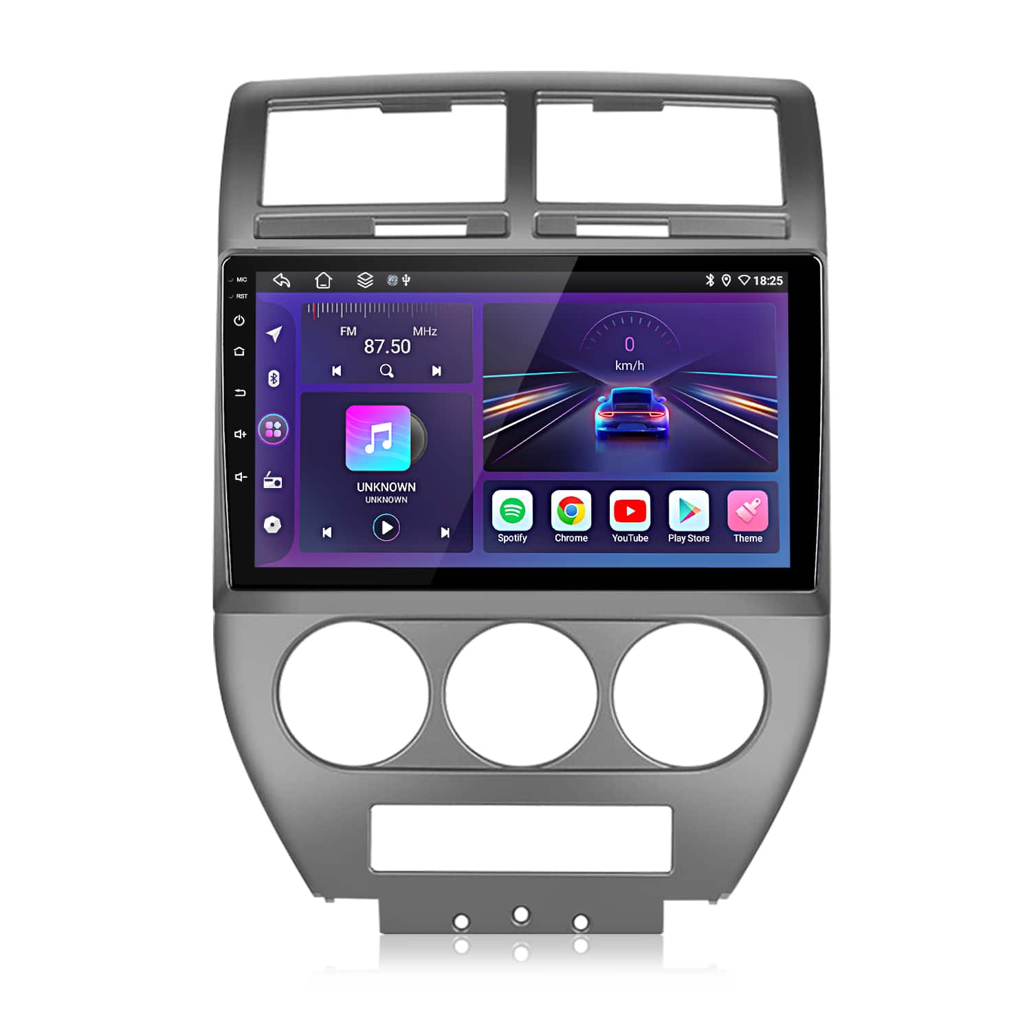 Junsun - For Jeep Compass Patriot 2006-2010 10" 8Core Car Stereo Radio GPS Navi 6+128GB Android 15 carplay WIFI RDS DSP SWC FM BT - Black