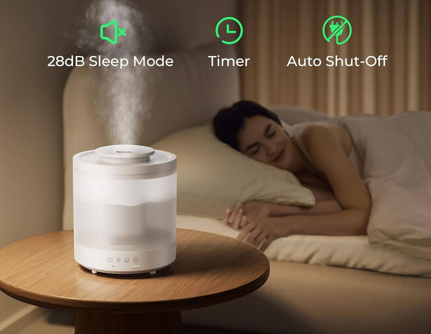 28dB Sleep Mode Timer Auto Shut-Off