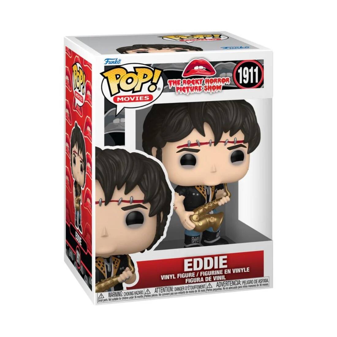 Funko POP! MOVIES  
THE ROCKY HORROR PICTURE SHOW  
1911  

EDDIE  
VINYL FIGURE / FIGURINE EN VINYLE / FIGURA DE VINIL  

WARNING: CHOKING HAZARD - Small parts. Not for children under 3 years.  
ATTENTION: DANGER D'ÉTOUFFEMENT - Petite pièce. Ne convient pas aux enfants de moins de 3 ans.  
ADVERTENCIA: PEIGRO DE ASFIXIA - Piezas pequeñas. No es adecuado para menores de 3 años.