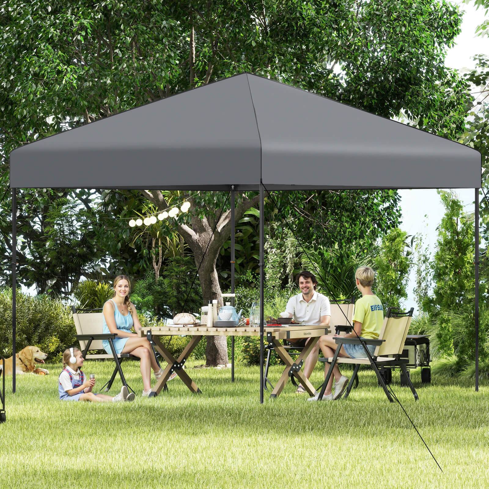 Alt View 3. Costway - Costway 10 X 10 FT Pop up Canopy Tent with Portable Carrying Bag, 8 Stakes, 4 Wind Ropes - Gray.