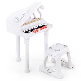 Costway - 31 Keys Kids Piano Keyboard Toy Toddler Musical Instrument with Stool & Microphone - White