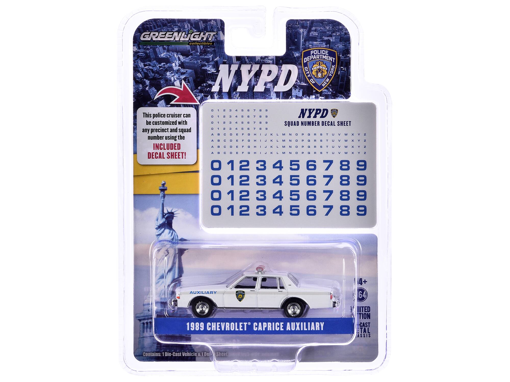 GREENLIGHT collectibles  
POLICE DEPARTMENT CITY OF NEW YORK NYPD  

This police cruiser can be customized with any precinct and squad number using the included decal sheet!  

SQUAD NUMBER DECAL SHEET  
0 1 2 3 4 5 6 7 8 9  
0 1 2 3 4 5 6 7 8 9  
0 1 2 3 4 5 6 7 8 9  
0 1 2 3 4 5 6 7 8 9  
0 1 2 3 4 5 6 7 8 9  
0 1 2 3 4 5 6 7 8 9  
0 1 2 3 4 5 6 7 8 9  
0 1 2 3 4 5 6 7 8 9  
0 1 2 3 4 5 6 7 8 9  
0 1 2 3 4 5 6 7 8 9  
0 1 2 3 4 5 