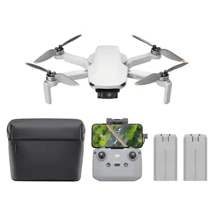 Front. DJI - DJI Mini Drone Combo with 4K UHD Camera, 3 Axis Gimbal, Under 249 g, 10 km Video Transmission - Gray.