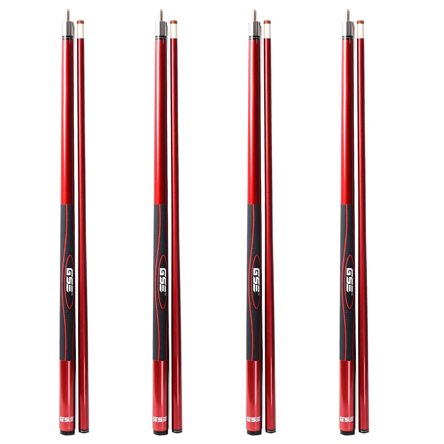 Gse Games & Sports Expert | | Set of 4 Slick Fiberglass Graphite Composite Billiard Pool Cue Stick | 18/19/20/21oz Each | Red | Best Buy