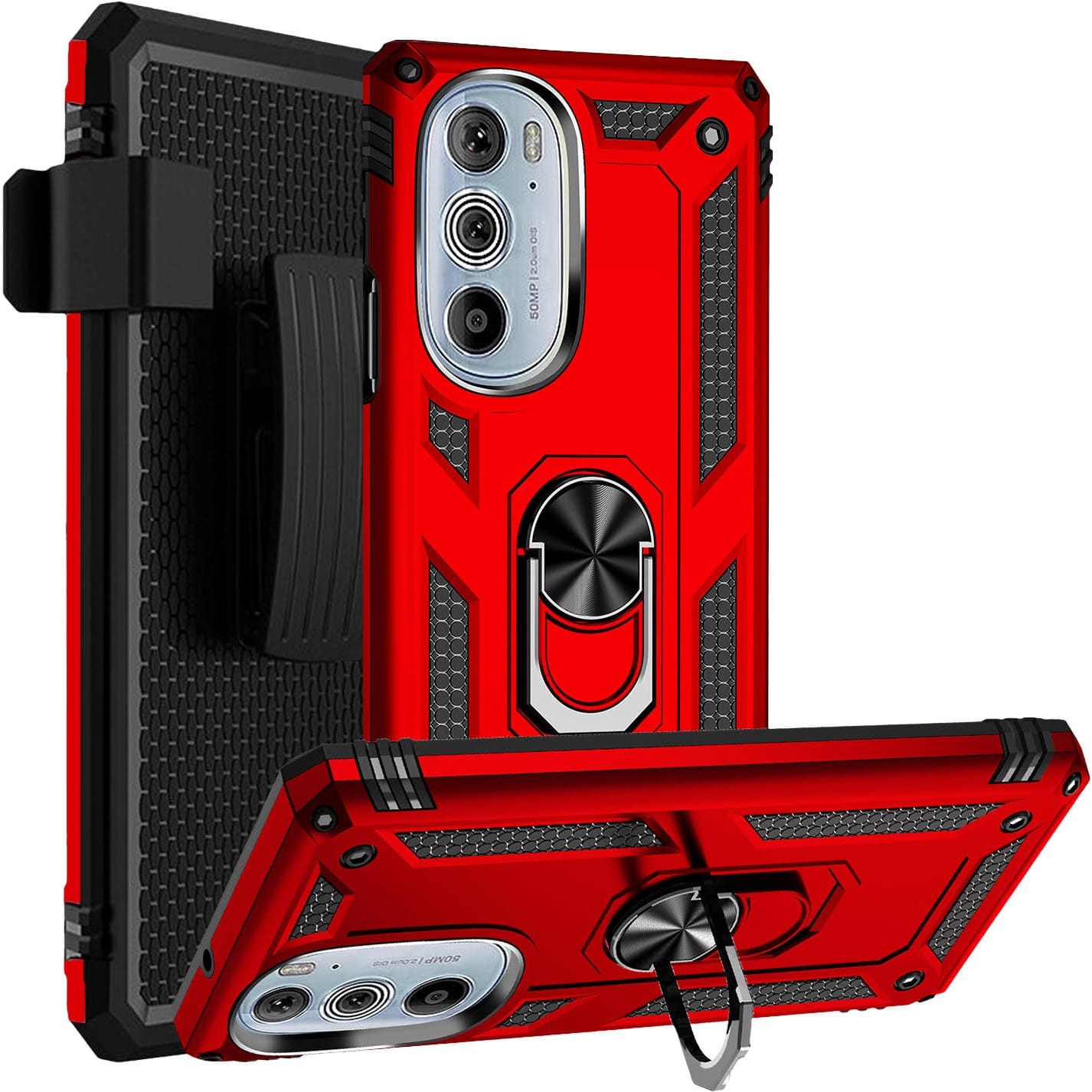 Alt View 11. SaharaCase - Military Kickstand Series Case for Motorola Edge+ (2022) - Red.
