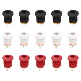 Unique Bargains - 15pcs DC5521 5.5x2.1mm 30V 0.5A 3Pin Female Barrel Jack Panel Mount Connector for Guitar/Car Audio - Black, Red, White