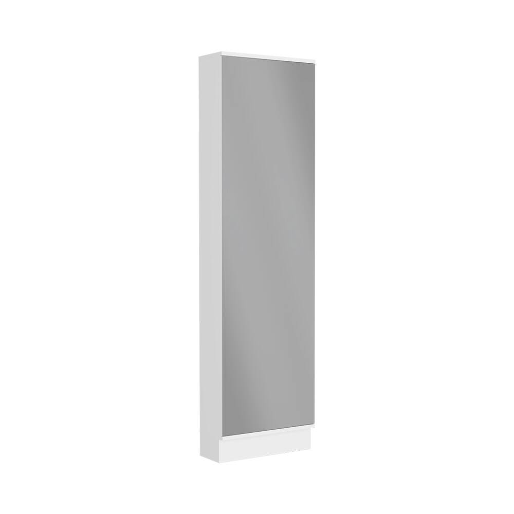 Alt View 2. Loheer - Loheer White Shoe Cabinet with Mirror, Single Door Shoe Storage, Tall - White.