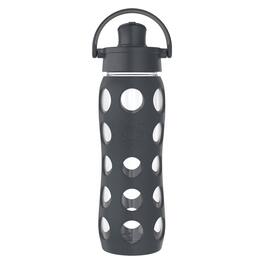 Lifefactory - Lg4321mcn4 22-oz. Glass Water Bottle With Active Flip Cap And Protective Silicone Sleeve (carbon) - Gray