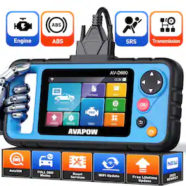 AVAPOW - 4-System OBD2 Scanner with Oil EPB BMS Reset and AutoVIN - Blue