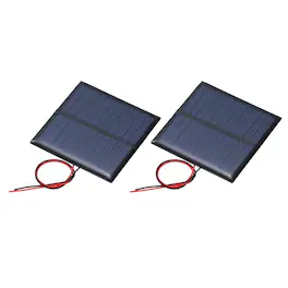 Unique Bargains - 2pcs 5.5V 0.33W 60mA Mini Solar Panels, Polycrystalline Solar Cell with Cable for DIY Toy Charger - Black