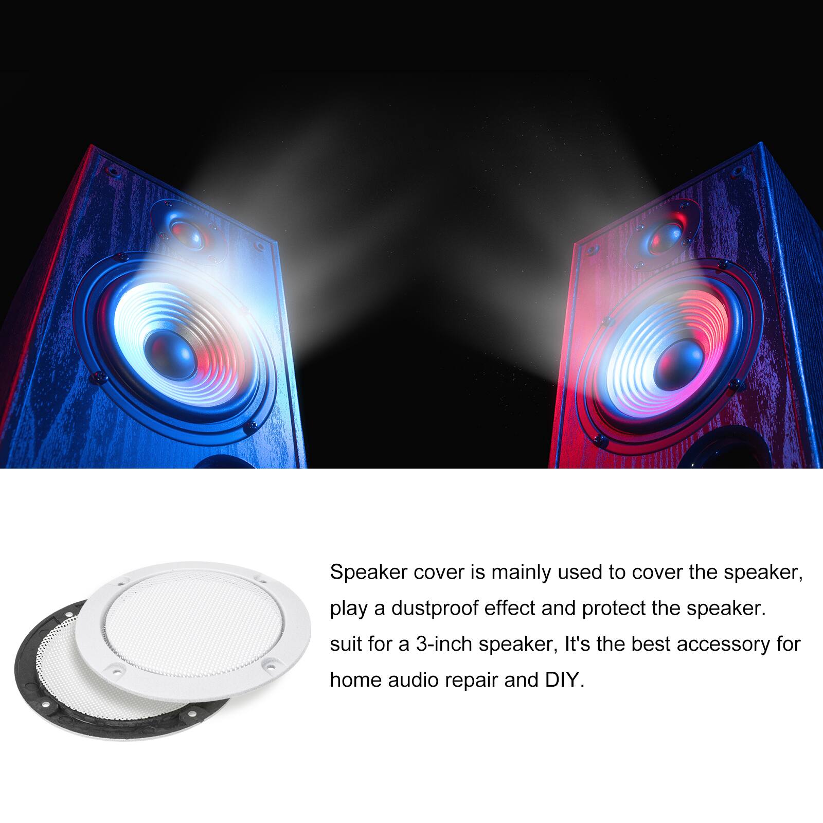 Speaker cover is mainly used to cover the speaker, play a dustproof effect and protect the speaker. It's the best accessory for a 3-inch speaker, suitable for home audio repair and DIY.