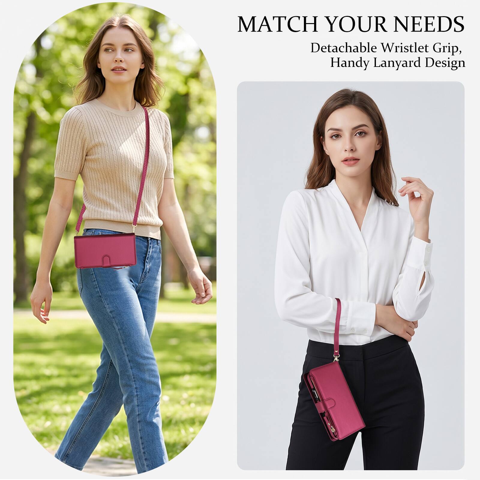 MATCH YOUR NEEDS  
Detachable Wristlet Grip, Handy Lanyard Design