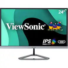 Front. ViewSonic - VX2476-SMHD 23.8" IPS LCD FHD Monitor (DisplayPort VGA, HDMI) - Black.