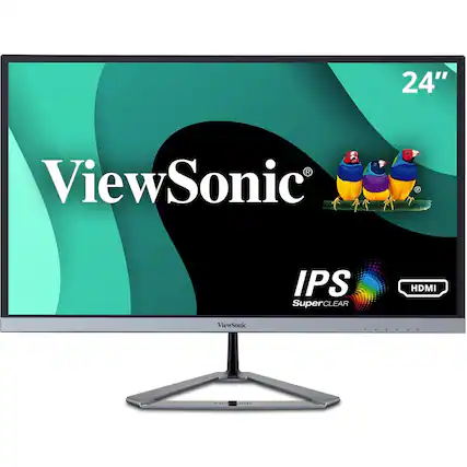 Front. ViewSonic - VX2476-SMHD 23.8" IPS LCD FHD Monitor (DisplayPort VGA, HDMI) - Black.