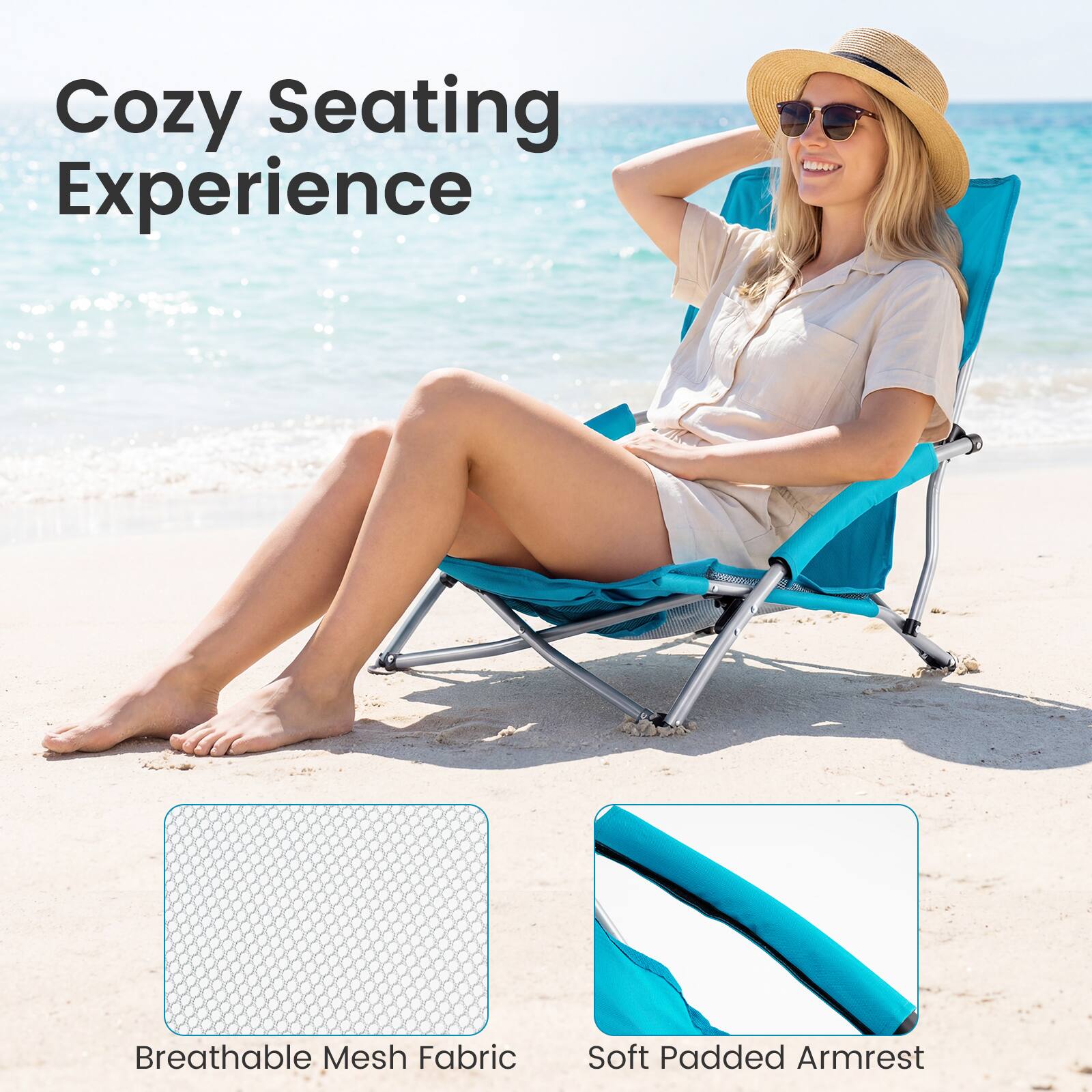 Cozy Seating Experience  
Breathable Mesh Fabric  
Soft Padded Armrest