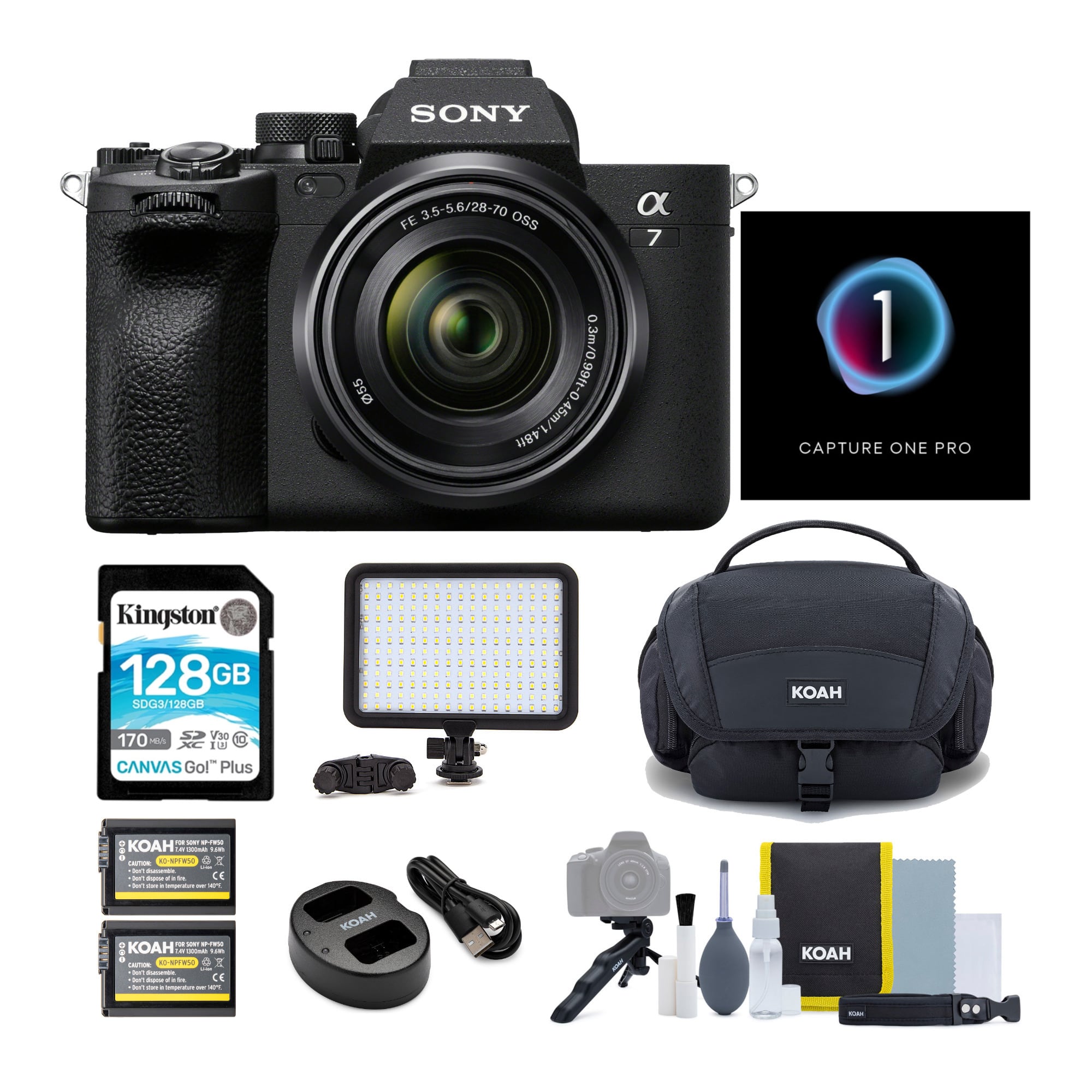 Sony - Alpha a7IV Mirrorless Digital Camera with 28-70mm with Led Panel Bundle