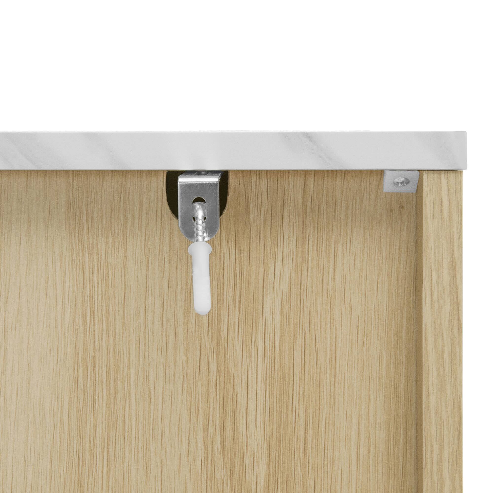 Back. Spaco - Spaco 47.24" Fluted Modern 6-Drawer Dresser, Double Dresser with LED, for Bedroom, Living Room, Hallway - Natural.