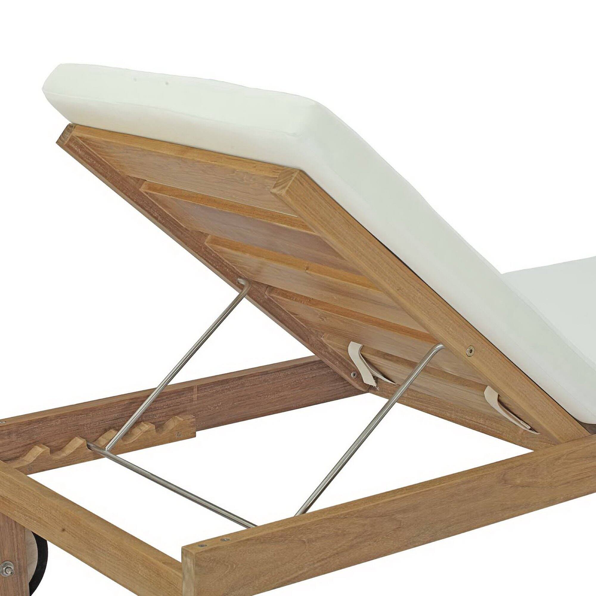 Alt View 1. Modway - Upland Outdoor Patio Teak Chaise by Modway - Natural White.