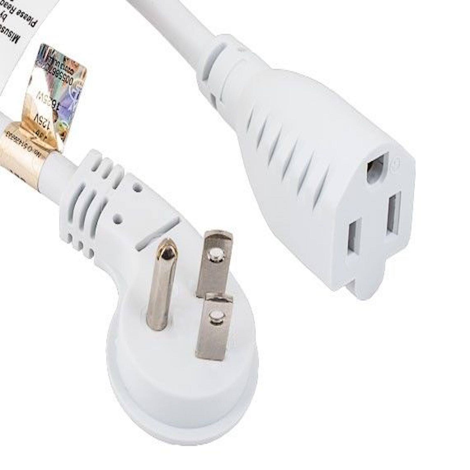 Sanoxy - Cables and Adapters; 1ft Ultra Low Profile Power Extension Cord NEMA 5-15P to NEMA 5-15R - White