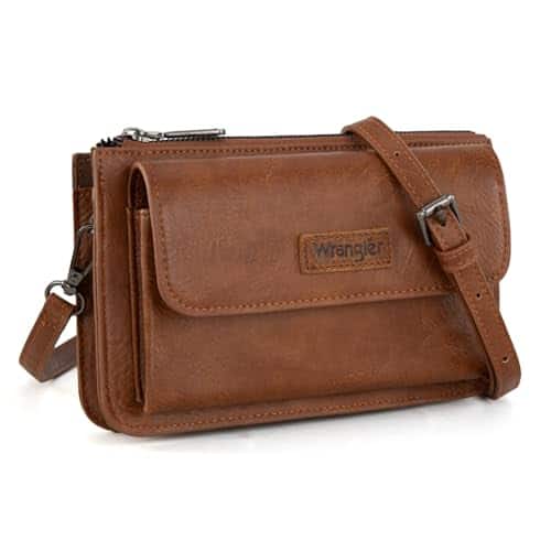 Vulpecula Spade - Wrangler Crossbody Wallet for Women RFID Clutch Phone Purse with Credit Card Slots - Brown