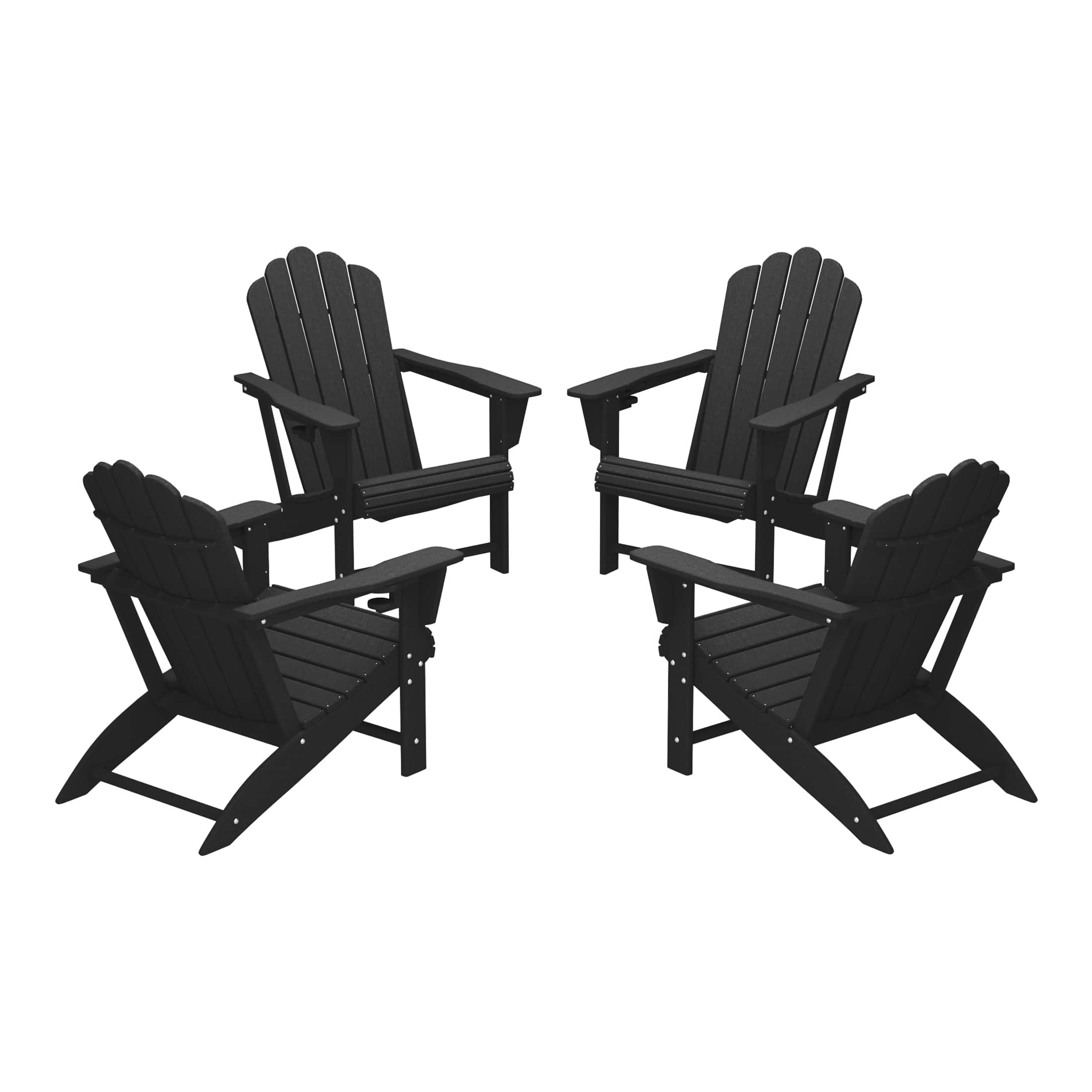 WestinTrends - Highland Outdoor Patio HDPE Adirondack Chairs With Cup Holders (Set of 4) - Black price history on PriceWatchPro