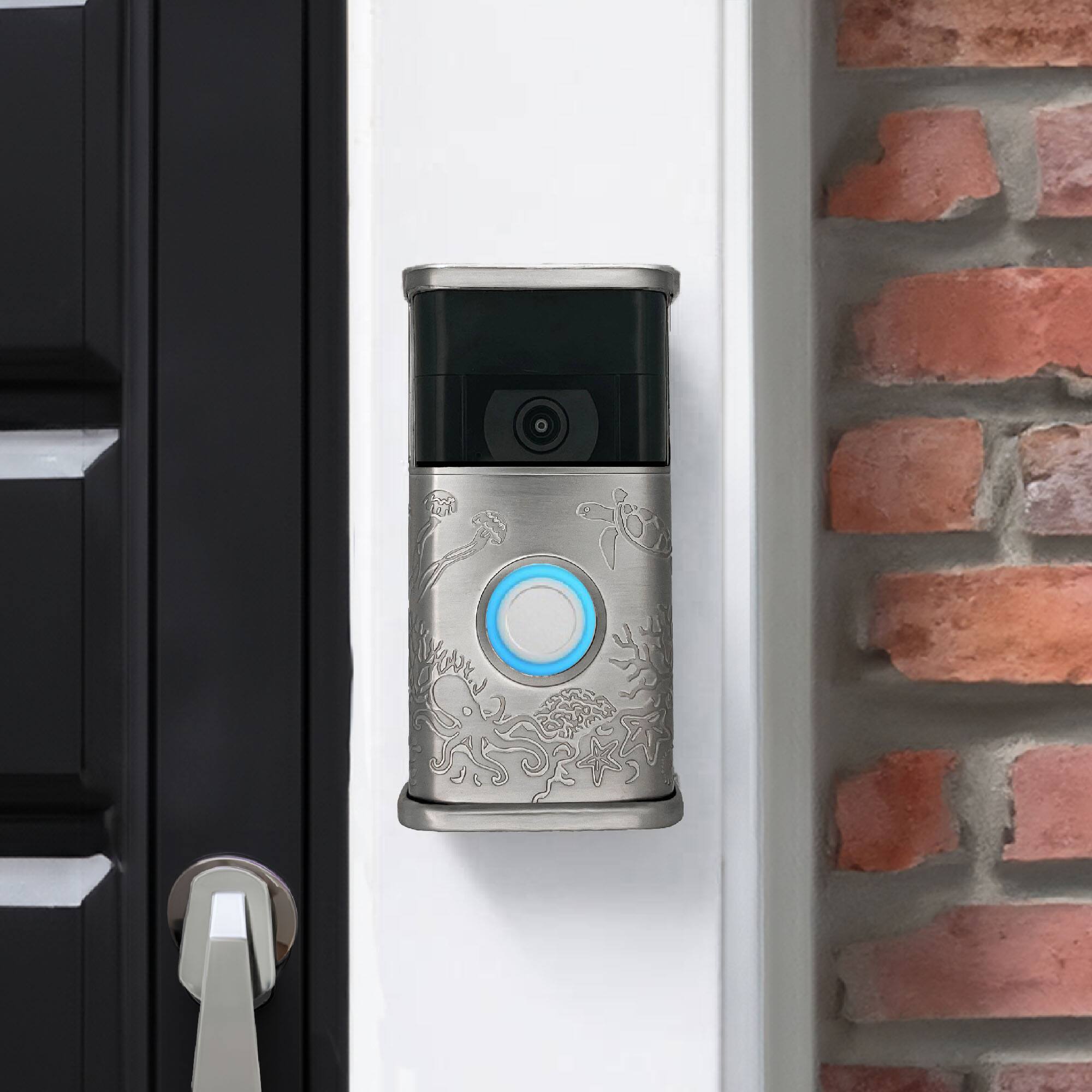 Alt View 3. Michael Healy - Coastal Video Doorbell Cover (Ring 2nd Gen) - Nickel Silver.