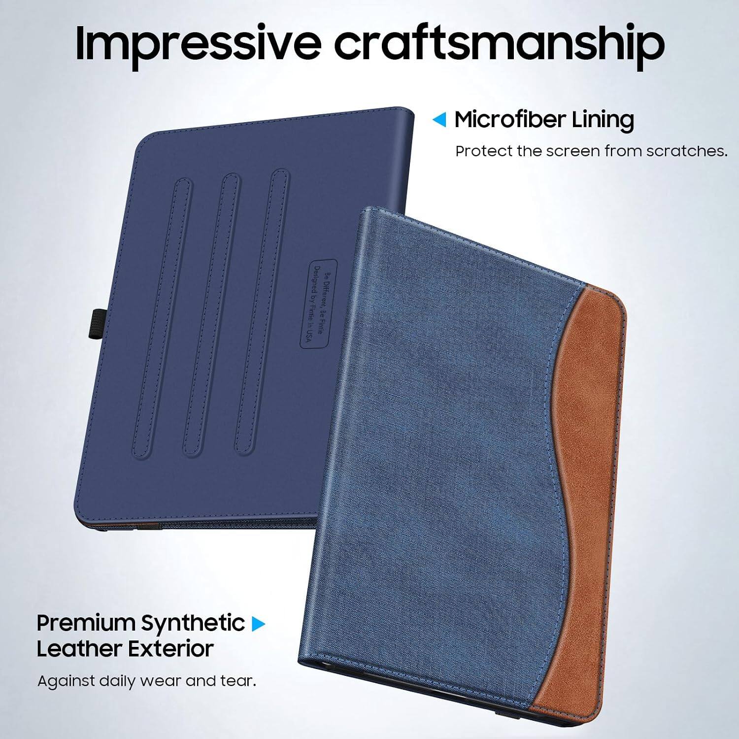 Impressive craftsmanship

Microfiber Lining
Protect the screen from scratches.

Premium Synthetic Leather Exterior
Against daily wear and tear.

Designed by Be Different, In:USA Fintle