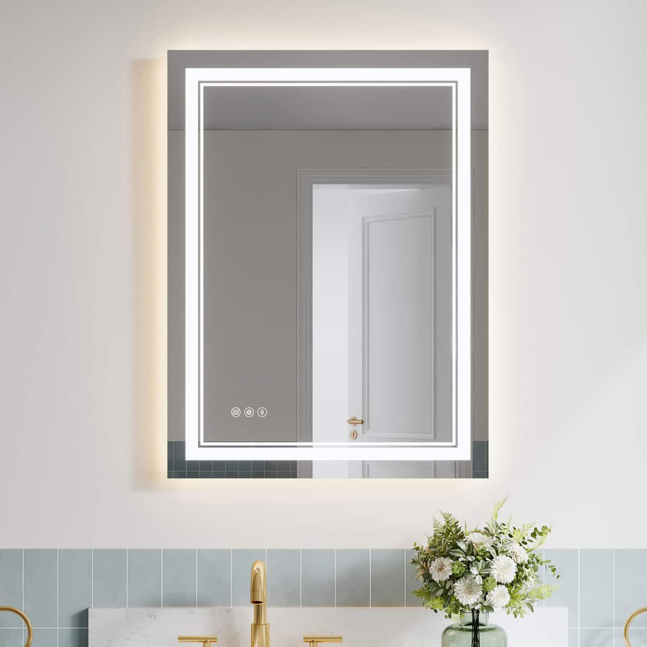 "WELLFOR - 24""x32"" Frameless Bathroom Mirror with LED Lights & Anti-Fog, Wall Mounted Vanity Mirror with 3 Colors Dimmable - Chrome" price history on PriceWatchPro